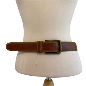 Fullum & Holt belt NWOT BROWN GREEN verdigris finish buckle two tones colorblock